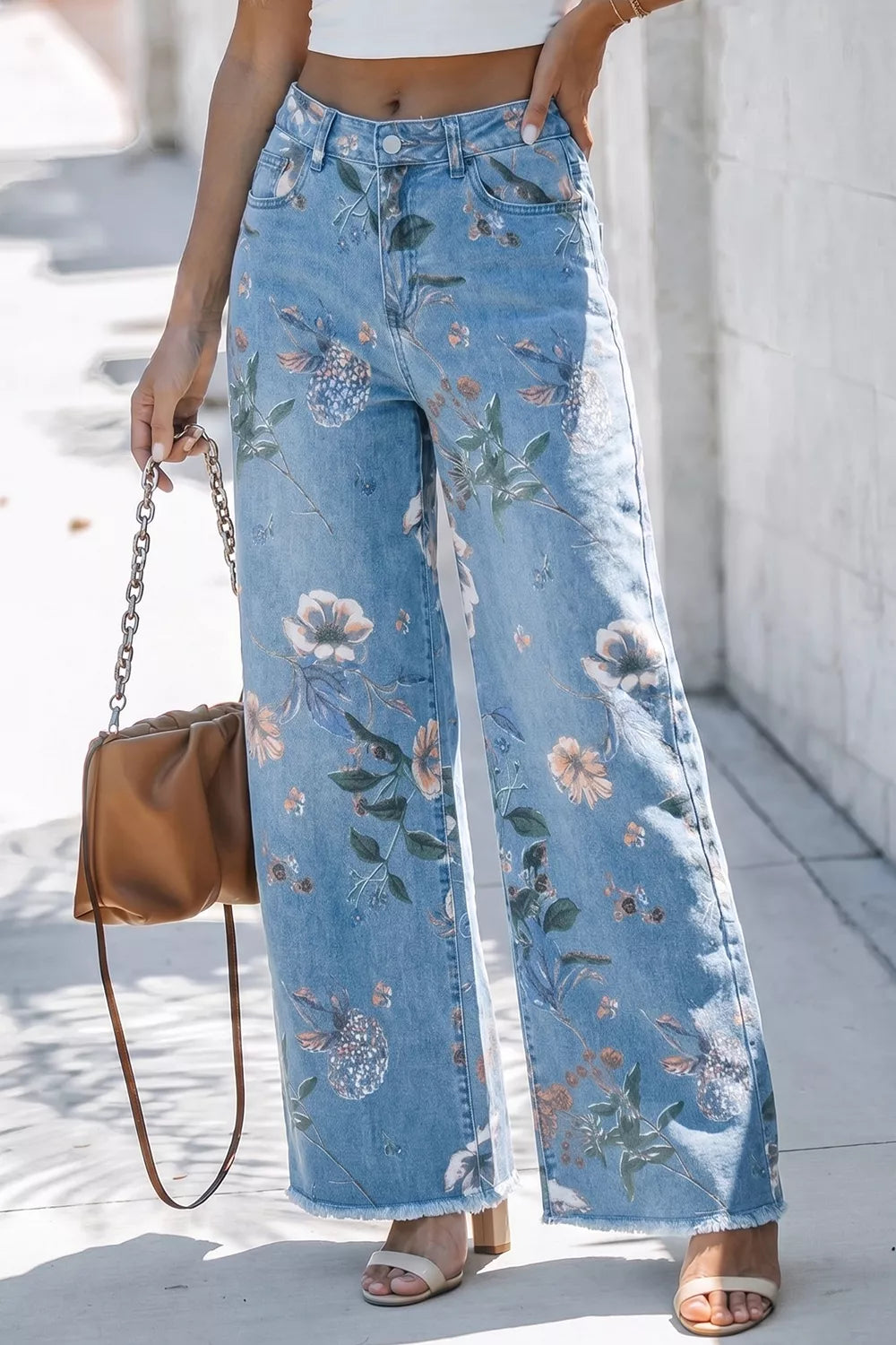 Aspen floral wide-leg jeans styled for casual boutique outfits