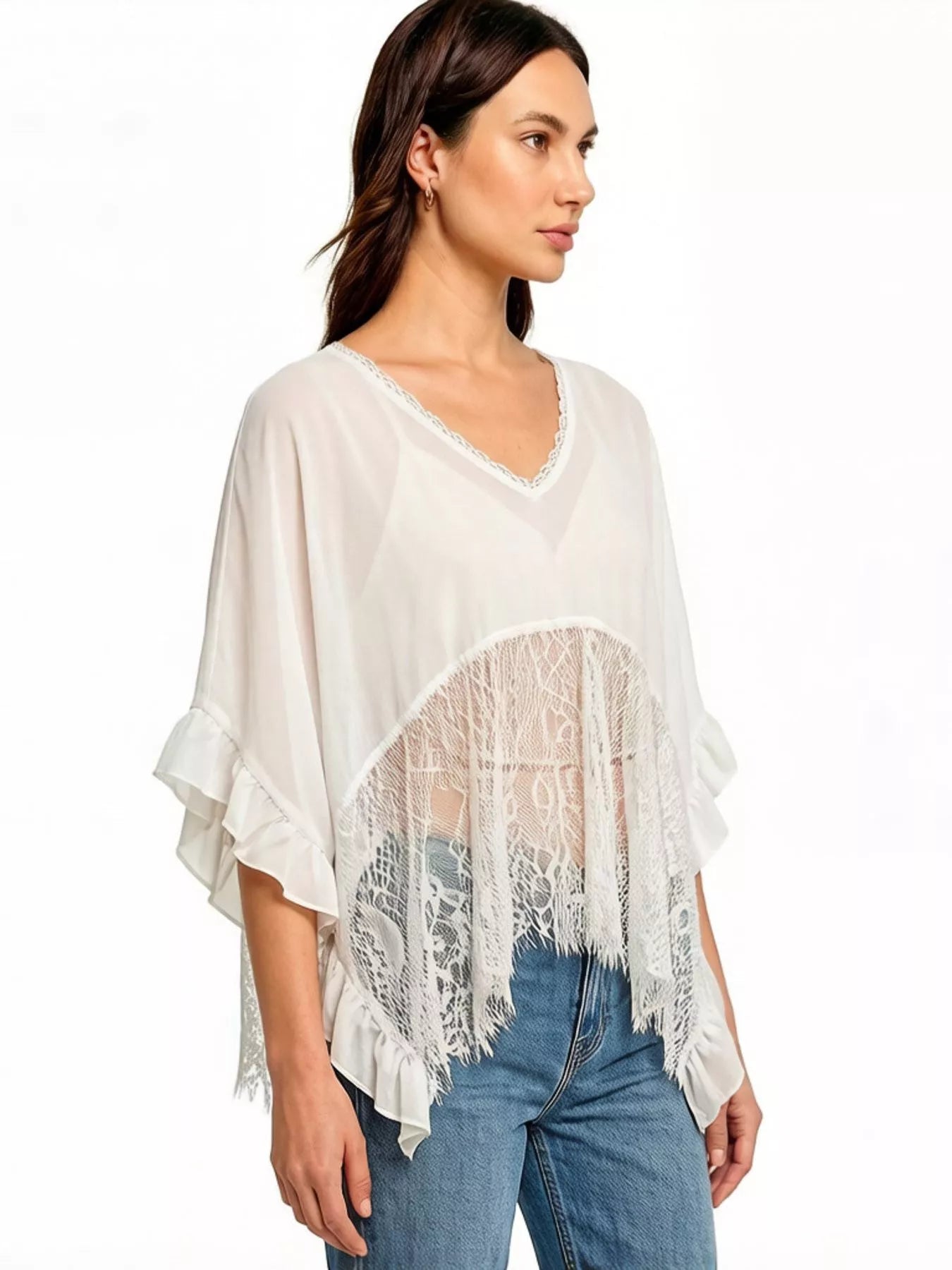 Santorini-inspired swim cover-up styled for resort wear