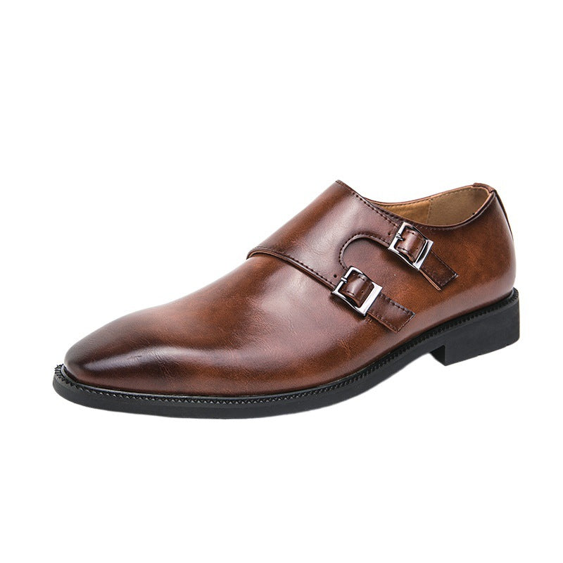 Business Formal Wear Leather Shoes Men's Casual Three Joint Pumps Mengke Buckle Office Shoes