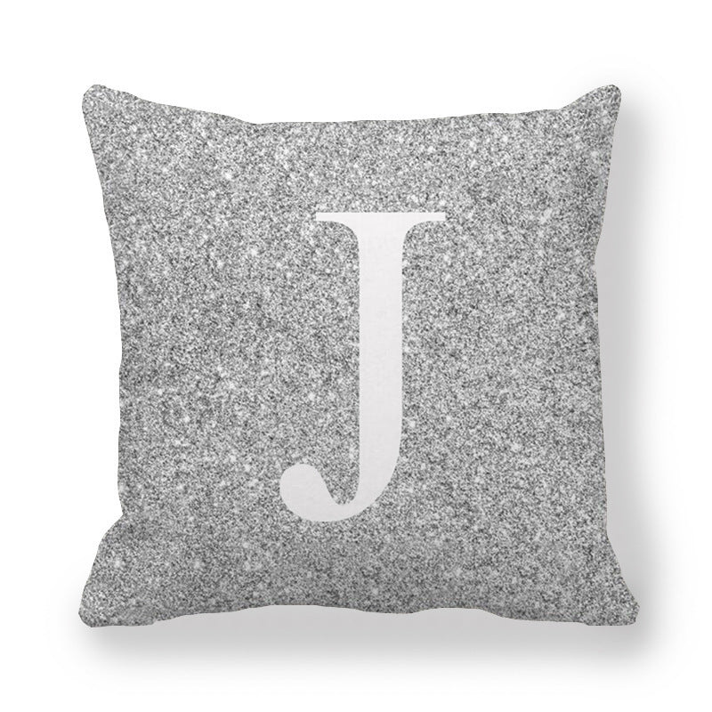 Fashion Gray Shading 26 English Letters Encrypted Peach Skin Fabric Pillow Cover