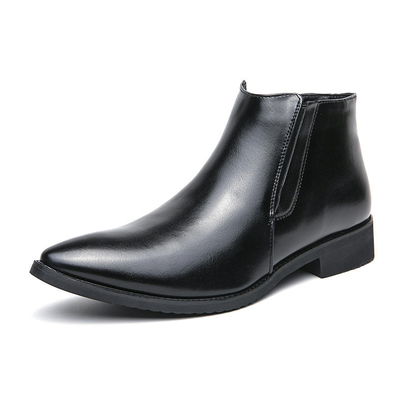 High-top Leather Shoes Men's Side Zipper Working Wear Ankle Boots