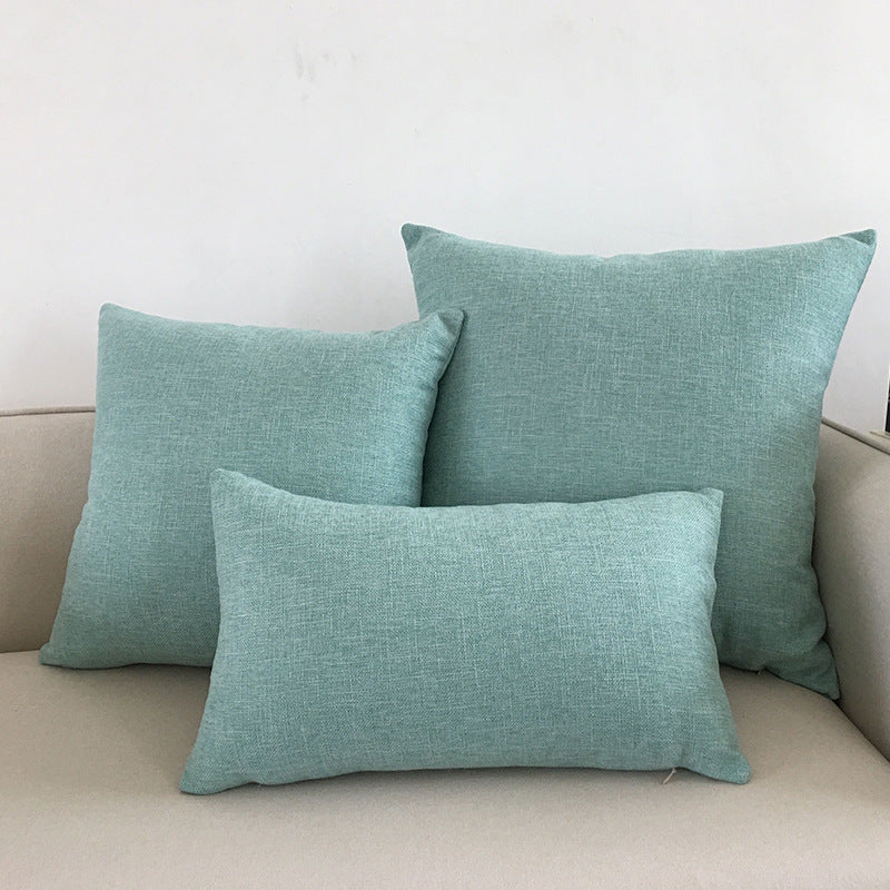 Solid Color Cotton and Linen Throw Pillow Cover