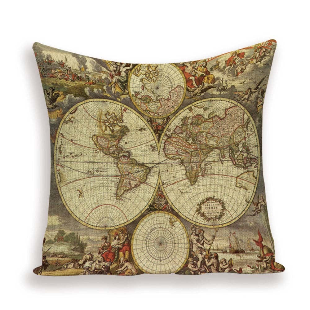 Retro Toss Pillowcase - World Map