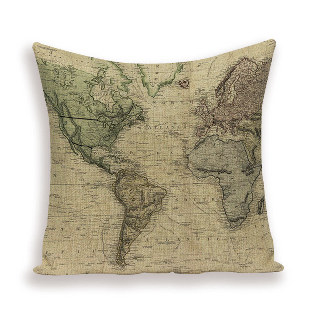 Retro Toss Pillowcase - World Map