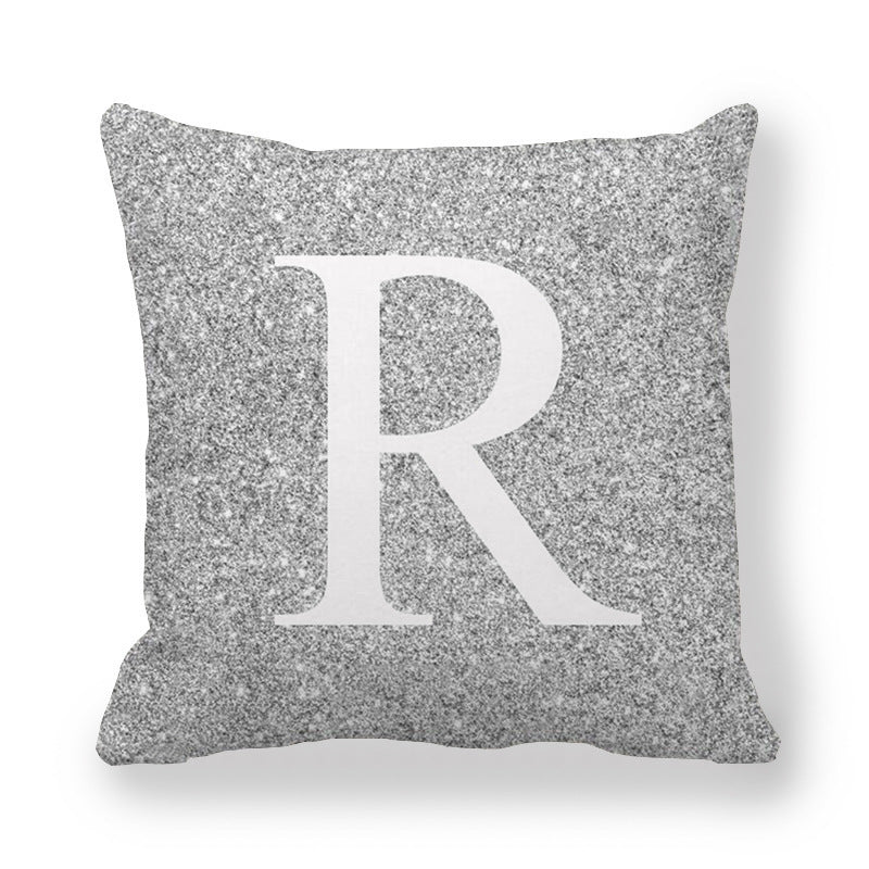 Fashion Gray Shading 26 English Letters Encrypted Peach Skin Fabric Pillow Cover