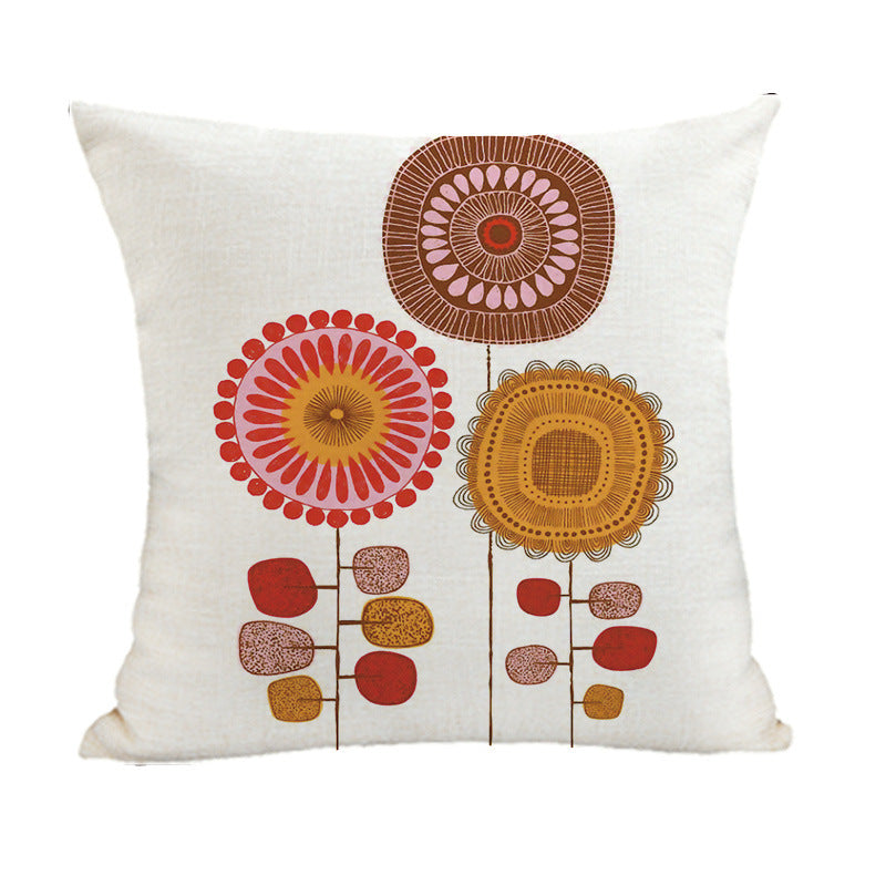 Linen Painted Style Geometric Abstract Pillow Cover