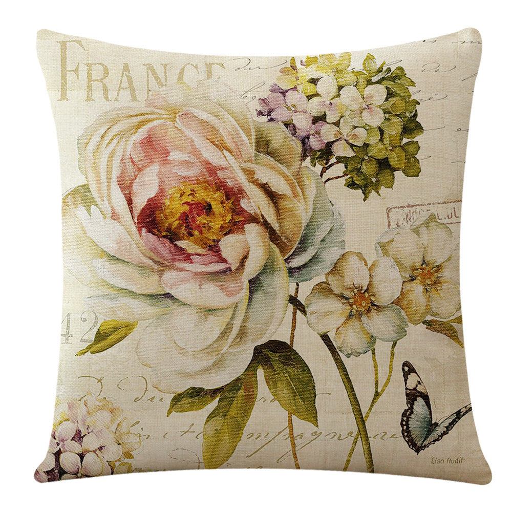 Flowers Plants Flax Pillow Cover Series