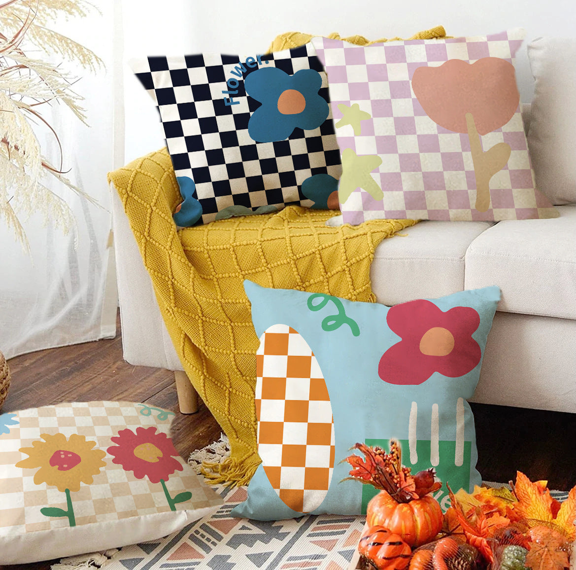 Flower and Plant Pillow Cover