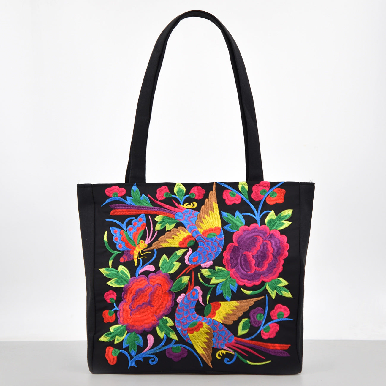 Ethnic Style Embroidered Shoulder Bag Large Capacity Portable Shopping Bag