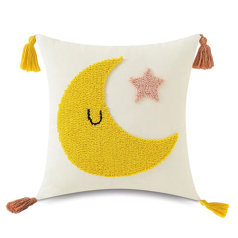 Bright and Cheerful! Loop Pillow Cover Tufted