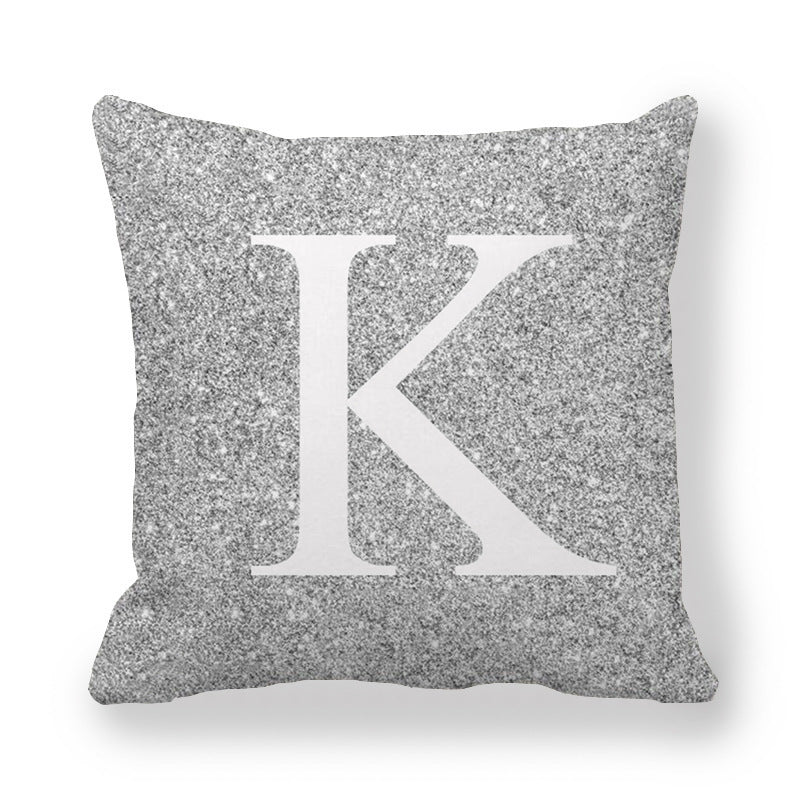 Fashion Gray Shading 26 English Letters Encrypted Peach Skin Fabric Pillow Cover