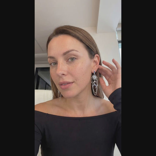 The Ibiza Star & Moon Long Tassel Earrings