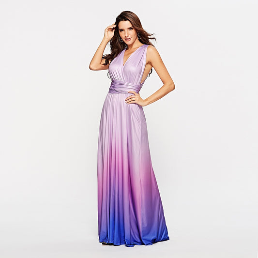 Elegant Party Maxi Long Dress features a flattering Natural Waistline and casual Style.